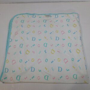 VTG Dior Baby Receiving Blanket Blue Trim Pastel Logo Monogram unisex 30" x 31"